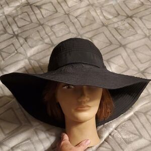 Lauren Ralph Lauren Floppy Black Sun Hat Beach Cabana Size M